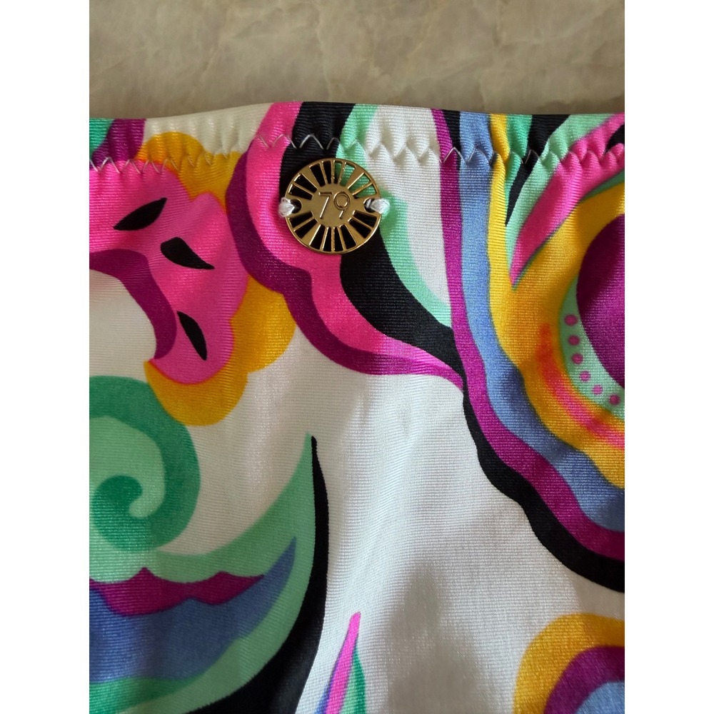 NWT Sunshine 79 Multi Color Psychedelic Paisley Side Tie Bikini Bottom Size 14 - Picture 4 of 5
